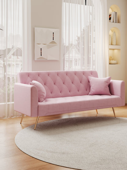 The Belrose Pink Velvet Sofa Bed