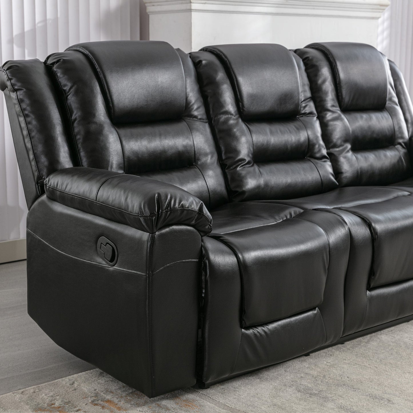 Black 3-Seat Home Theatre Recliner