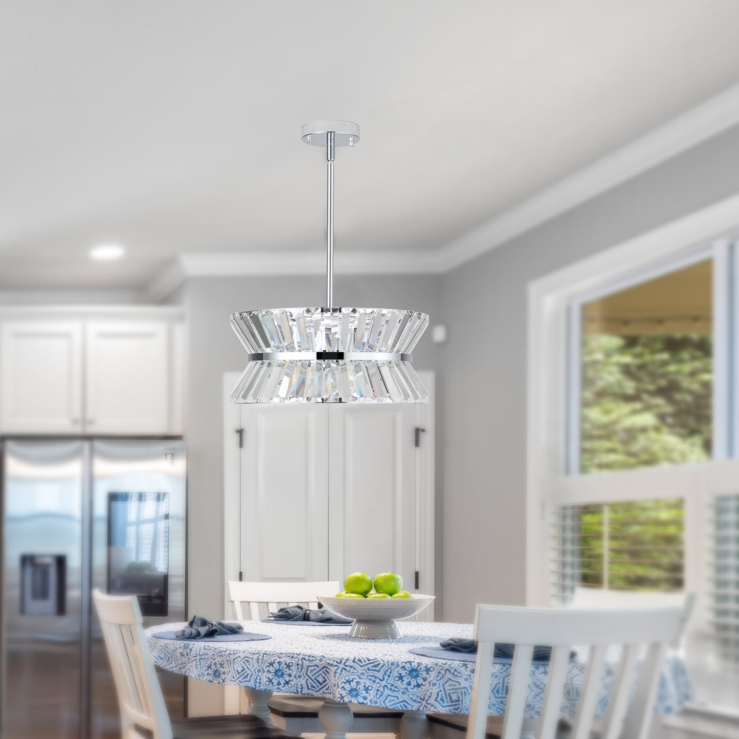 Modern Crystal Chandelier for Living Room – Luxury Round Ceiling Light Fixture