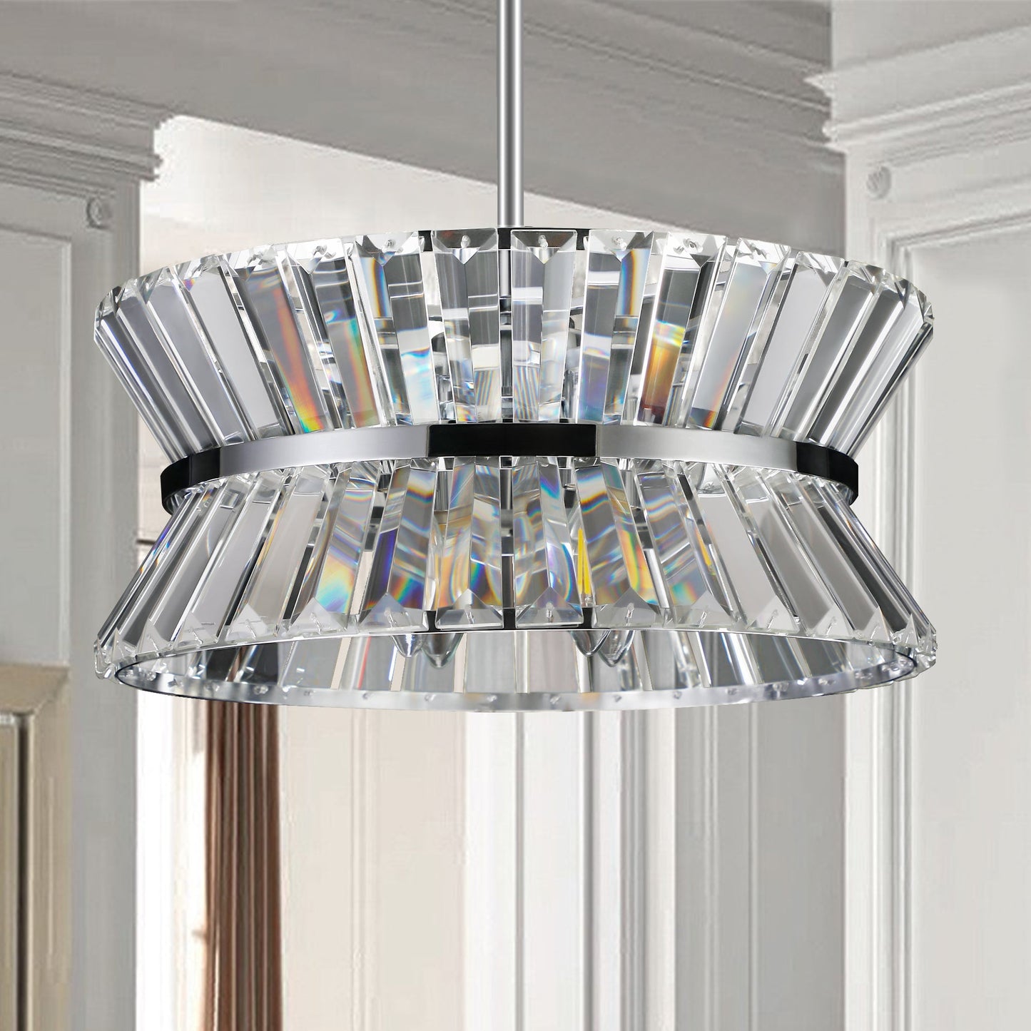 Modern Crystal Chandelier for Living Room – Luxury Round Ceiling Light Fixture