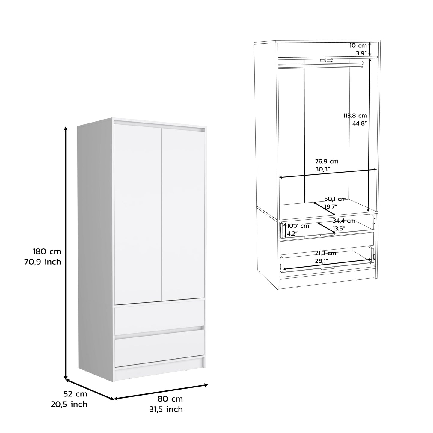 Lewes 2-Piece Bedroom Set - Dresser and Armoire