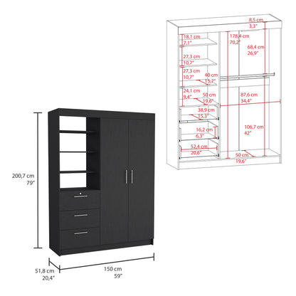 Kenya 2 Piece Bedroom Set - Black Armoire and Dresser