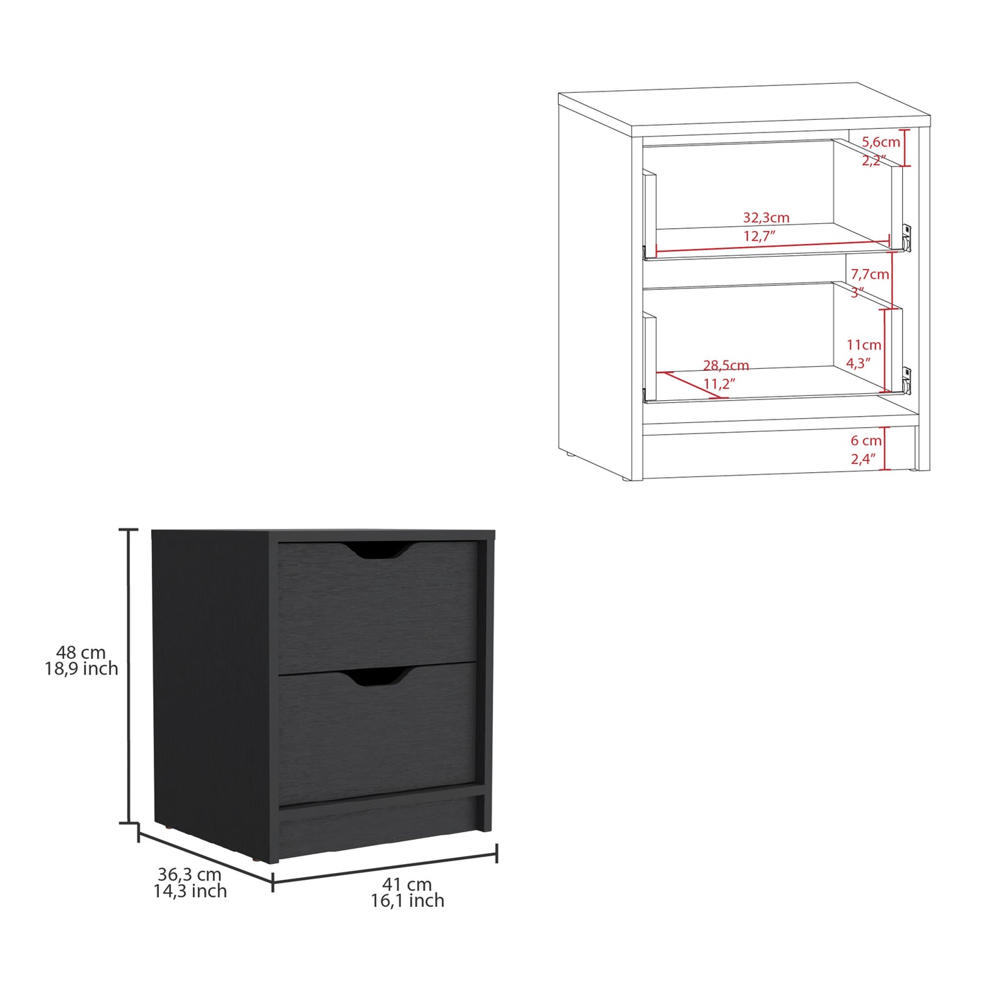 Bennett 2 Piece Bedroom Set - Black