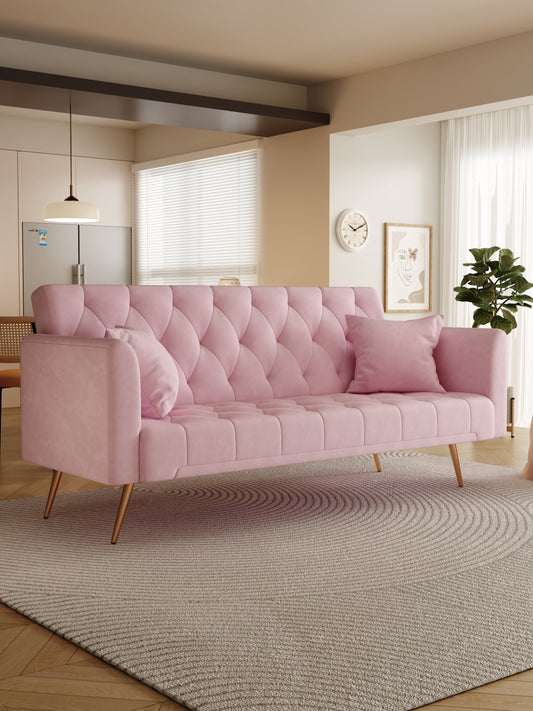 The Belrose Pink Velvet Sofa Bed
