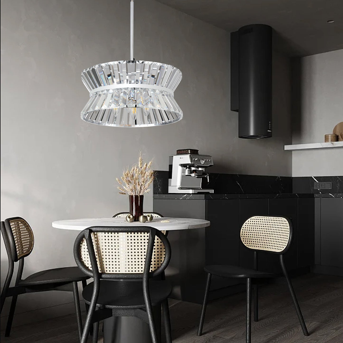 Modern Crystal Chandelier for Living Room – Luxury Round Ceiling Light Fixture